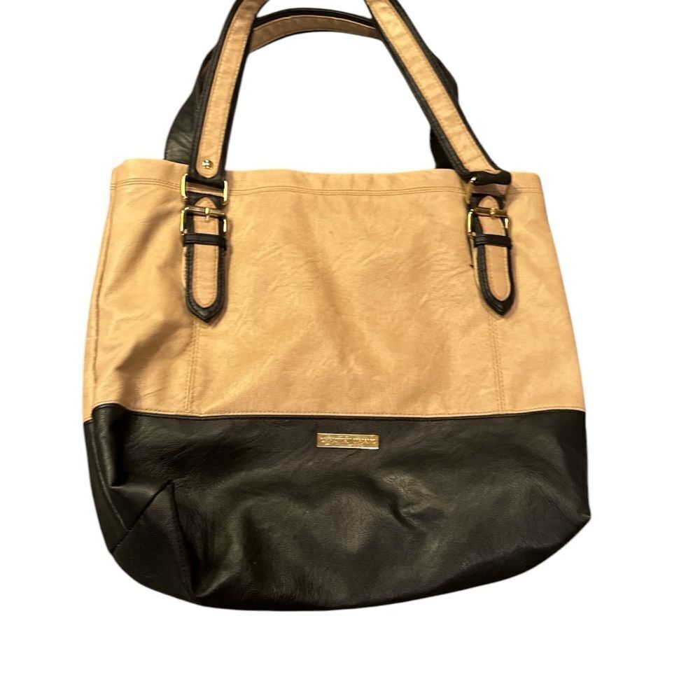 Christian Siriano Two-Tone Black and Tan Tote Bag For Payless